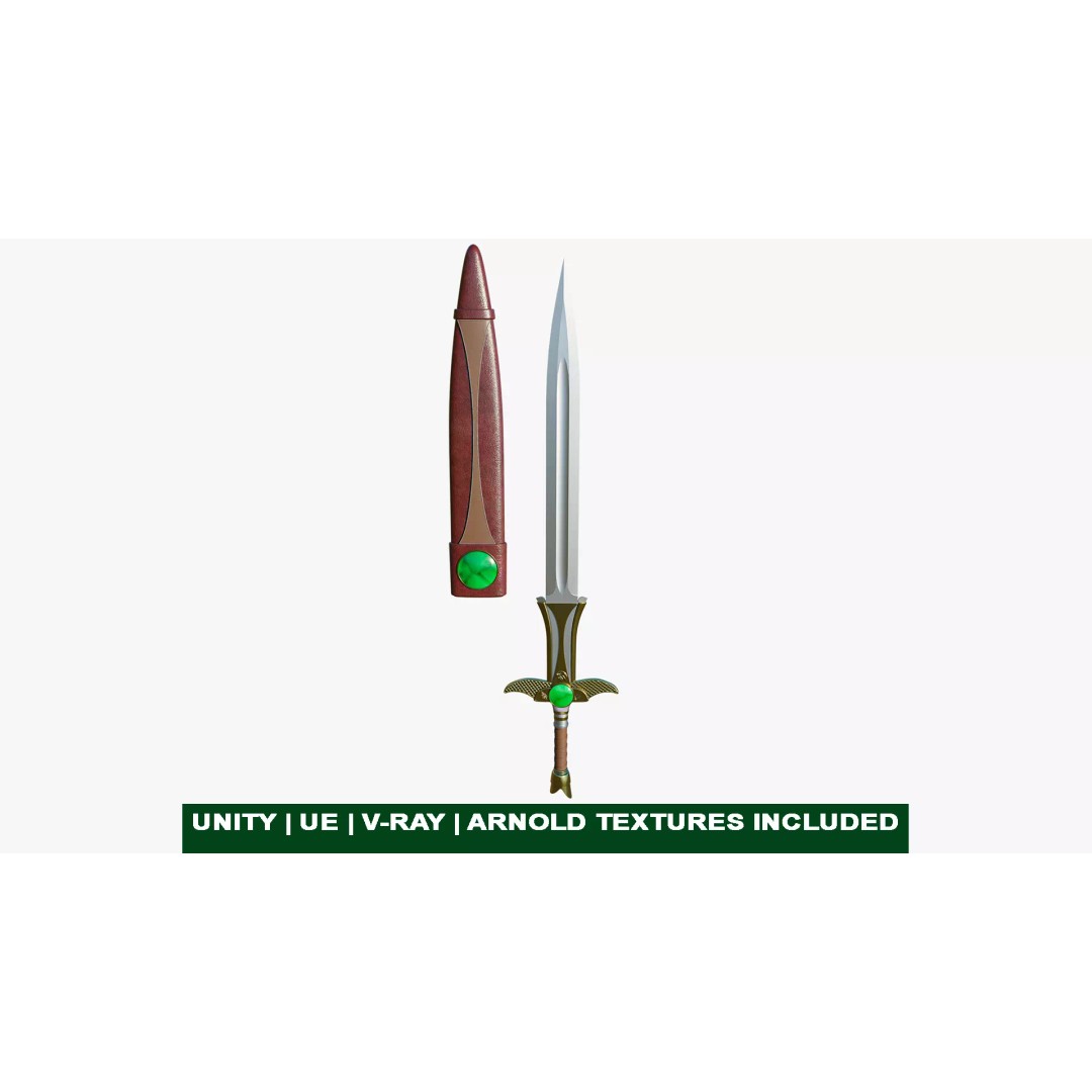 Fantasy Sword 3D Model – Low Poly Game Asset, PBR Textures, FBX - View 2
