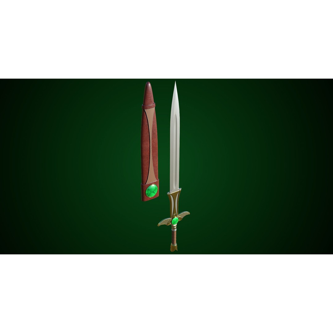 Fantasy Sword 3D Model – Low Poly Game Asset, PBR Textures, FBX - View 26