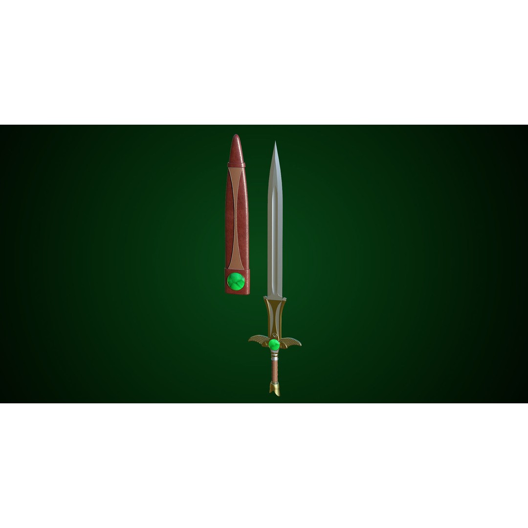 Fantasy Sword 3D Model – Low Poly Game Asset, PBR Textures, FBX - View 27