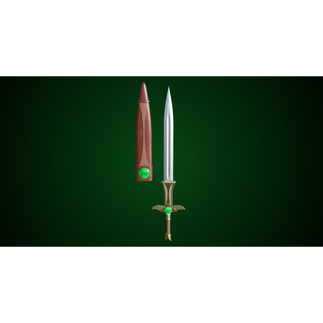 Fantasy Sword 3D Model – Low Poly Game Asset, PBR Textures, FBX - View 3