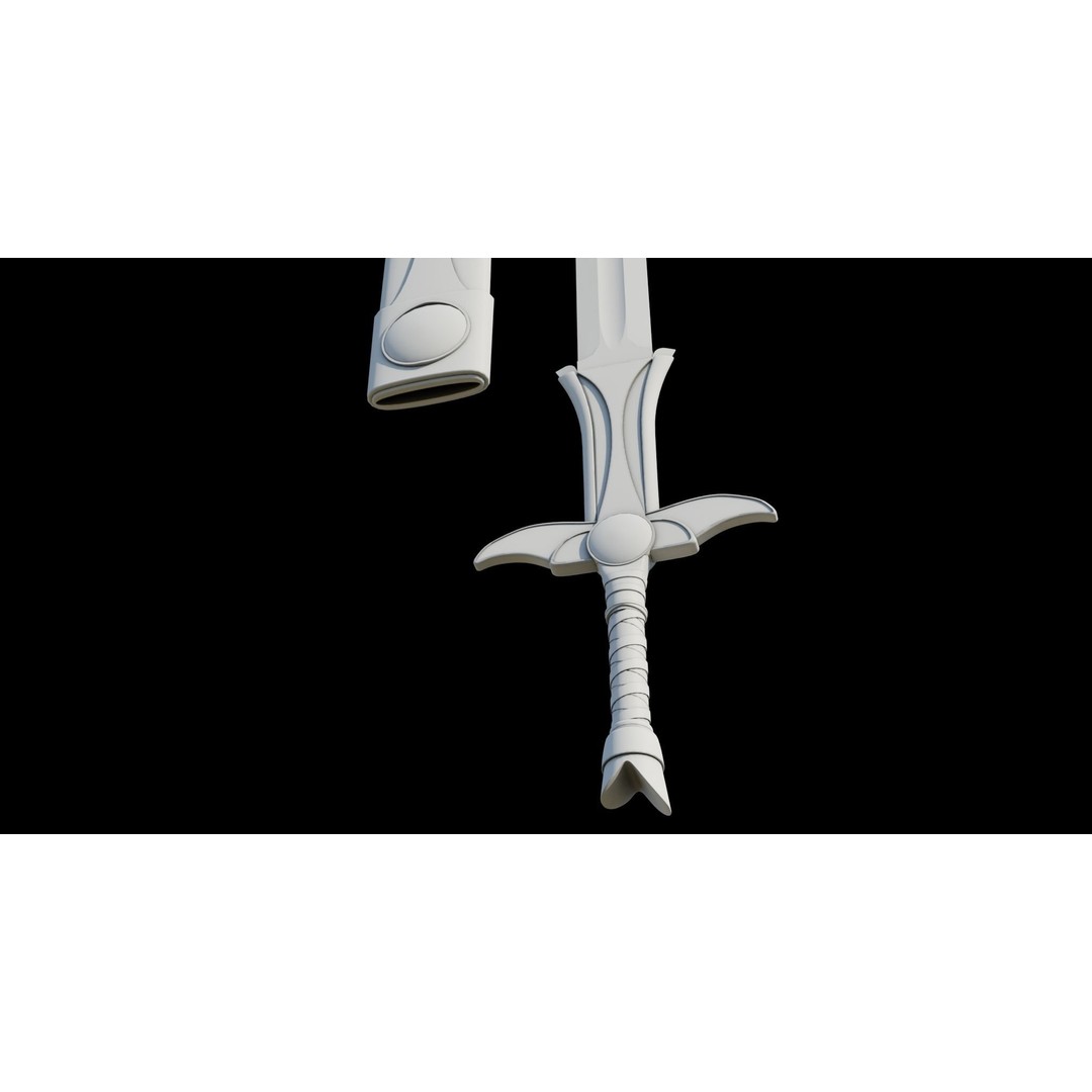 Fantasy Sword 3D Model – Low Poly Game Asset, PBR Textures, FBX - View 37