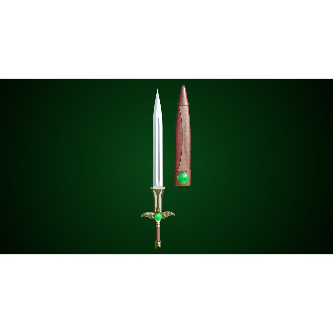 Fantasy Sword 3D Model – Low Poly Game Asset, PBR Textures, FBX - View 4