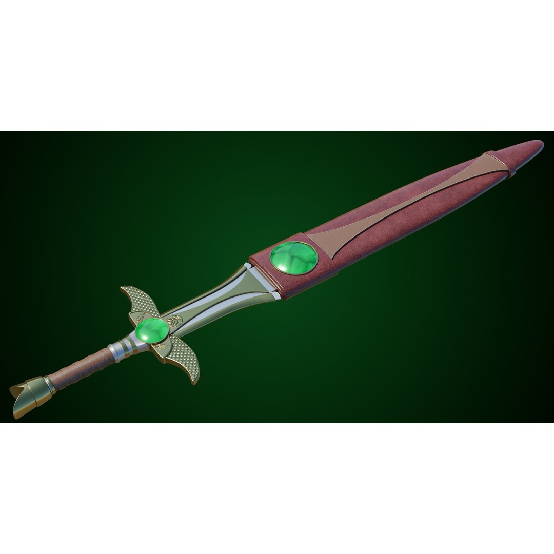 Fantasy Sword 3D Model – Low Poly Game Asset, PBR Textures, FBX - View 5