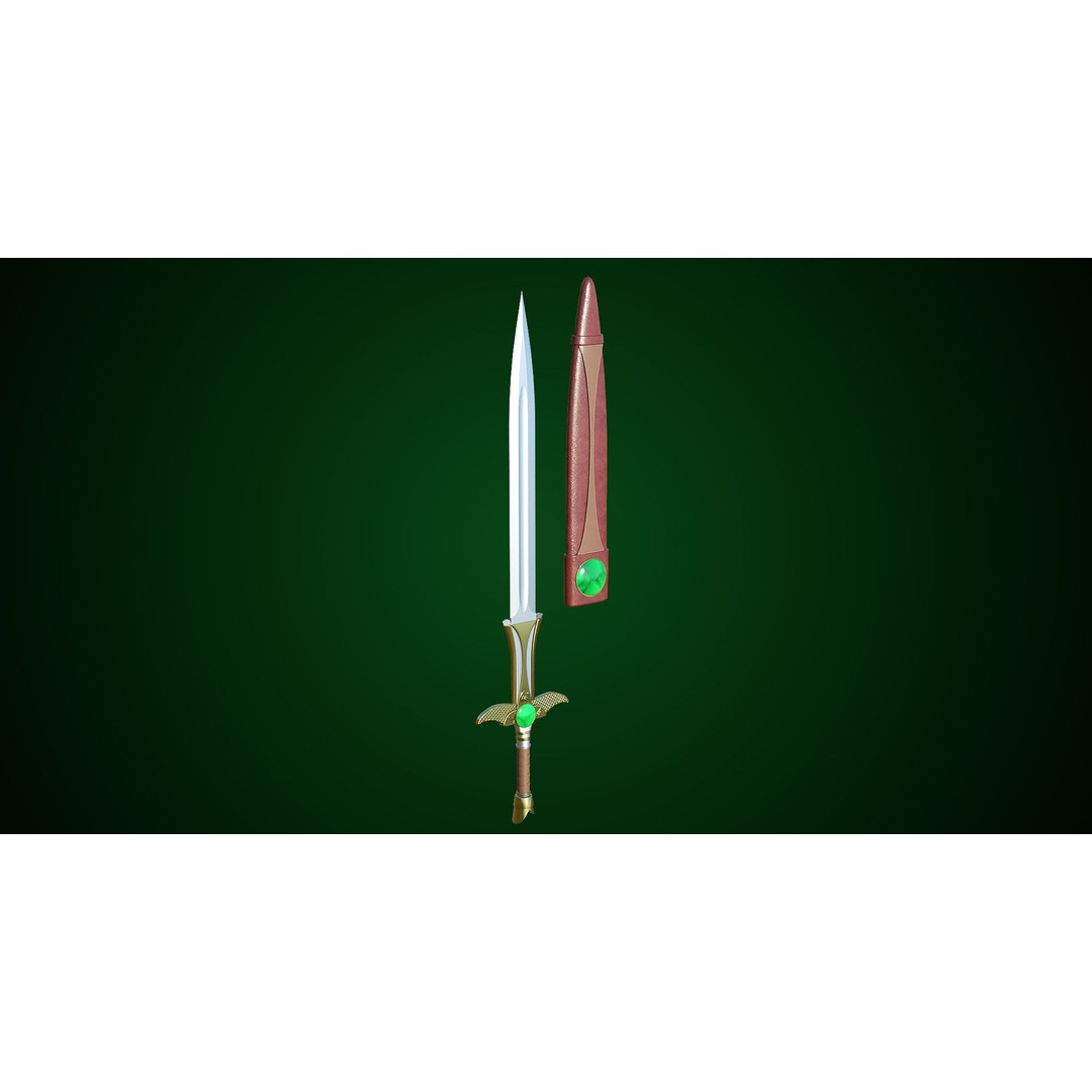 Fantasy Sword 3D Model – Low Poly Game Asset, PBR Textures, FBX - View 6