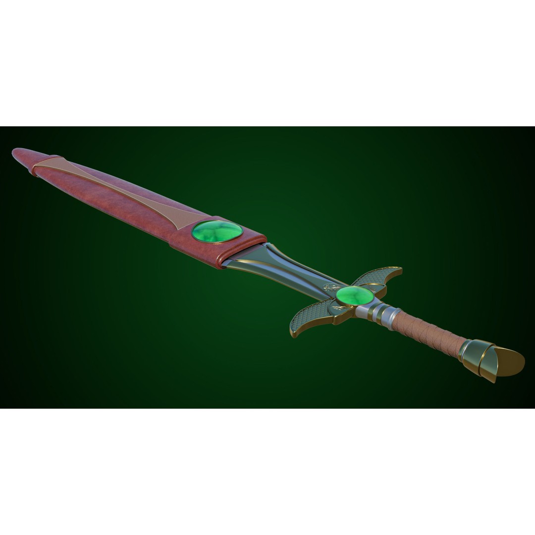 Fantasy Sword 3D Model – Low Poly Game Asset, PBR Textures, FBX - View 7