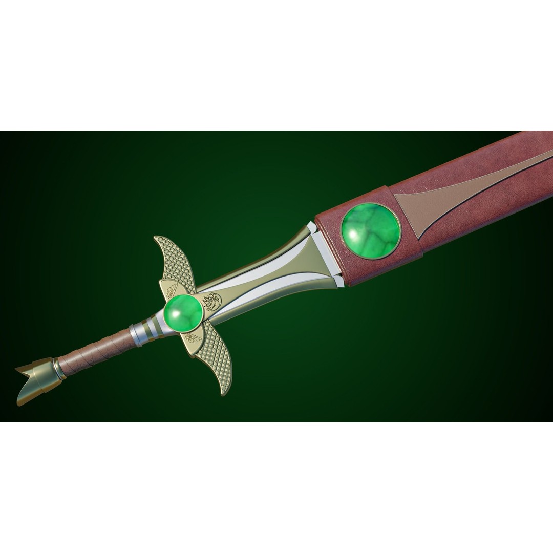 Fantasy Sword 3D Model – Low Poly Game Asset, PBR Textures, FBX - View 8