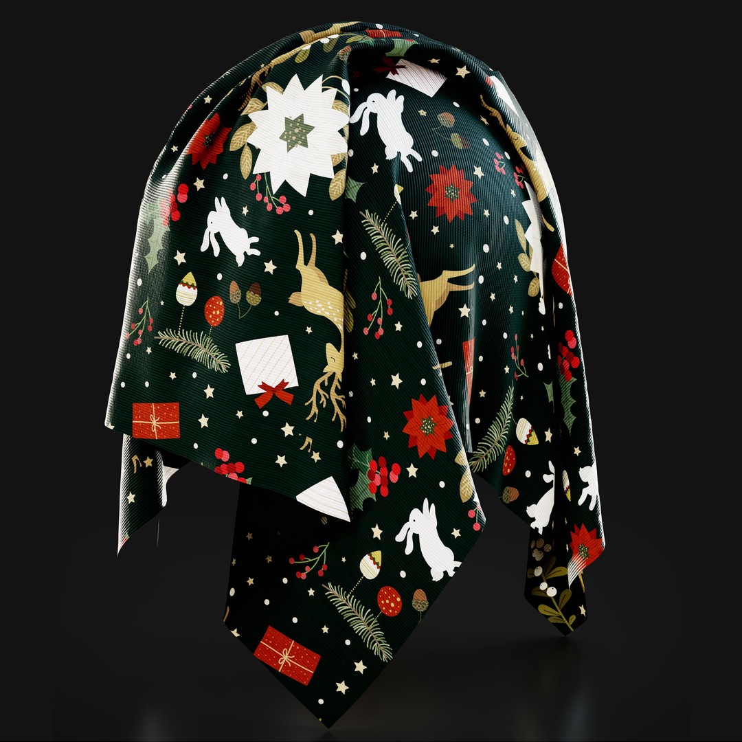 Christmas Fabric Material 3D Model – 50 Seamless Patterns, SBSAR