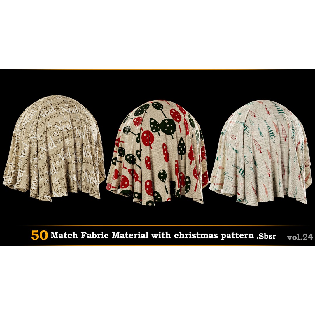 Christmas Fabric Material 3D Model – 50 Seamless Patterns, SBSAR - View 7