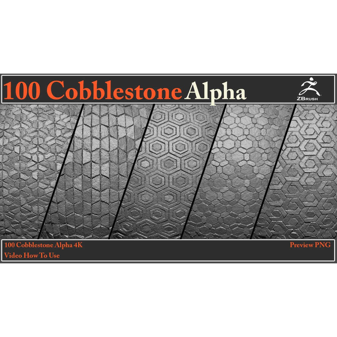 Cobblestone Alpha Maps 3D Model – 100 Textures with Video Tutorial - View 12