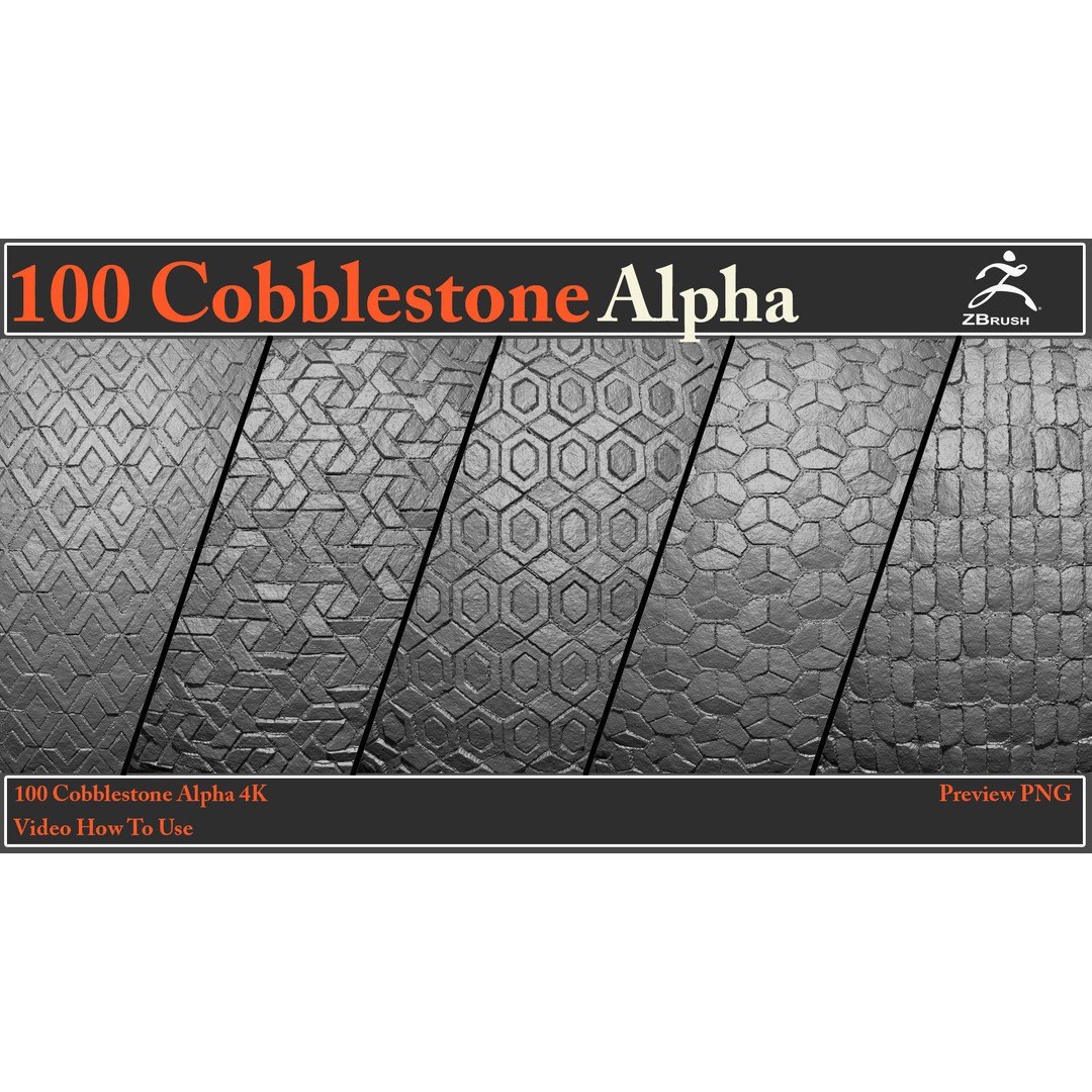 Cobblestone Alpha Maps 3D Model – 100 Textures with Video Tutorial - View 13