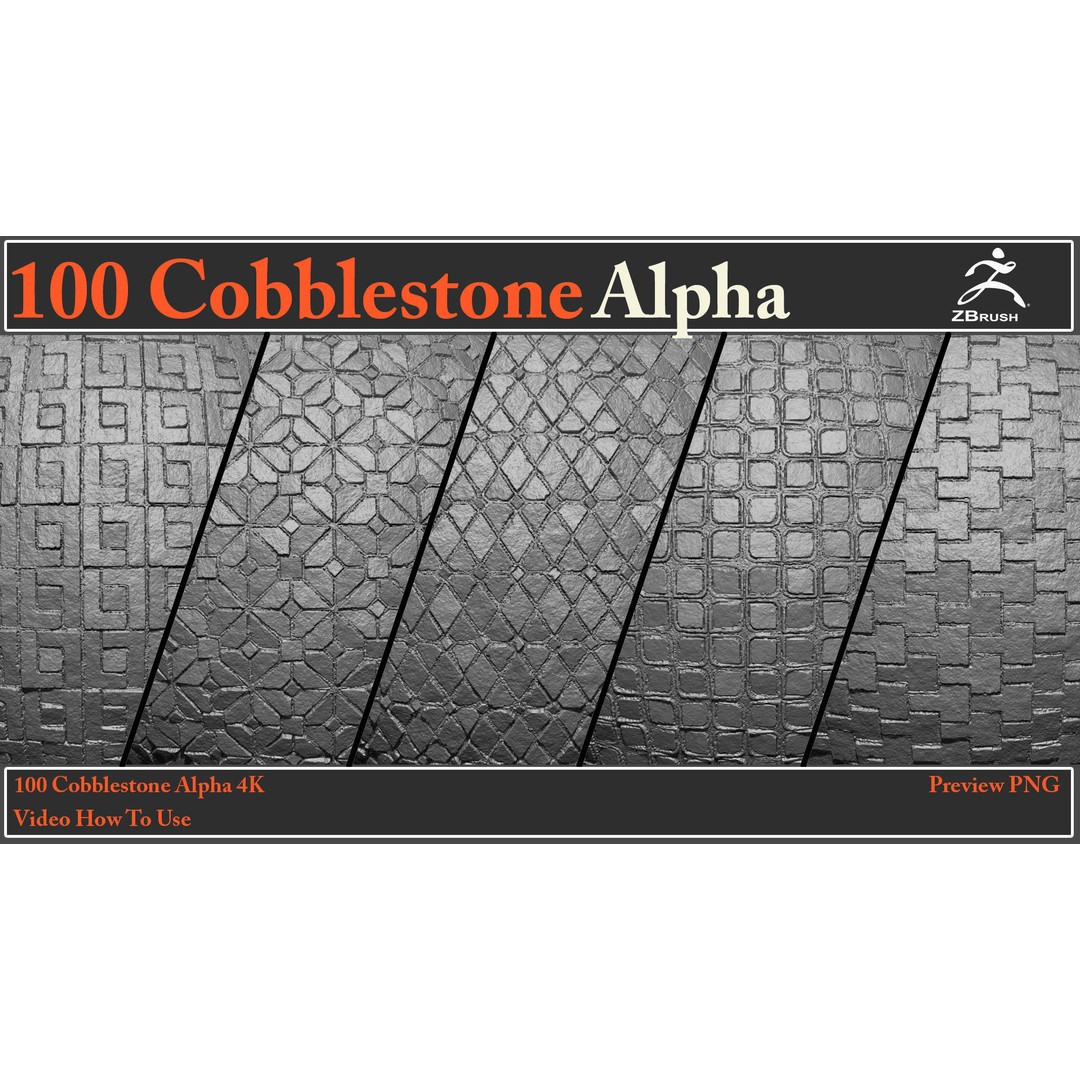 Cobblestone Alpha Maps 3D Model – 100 Textures with Video Tutorial - View 14