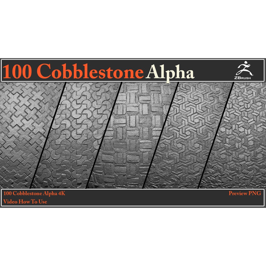 Cobblestone Alpha Maps 3D Model – 100 Textures with Video Tutorial - View 15