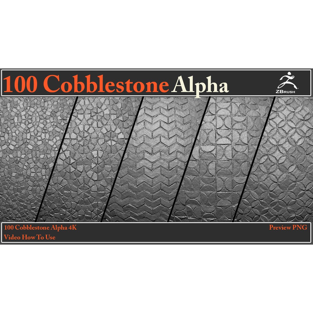Cobblestone Alpha Maps 3D Model – 100 Textures with Video Tutorial - View 17