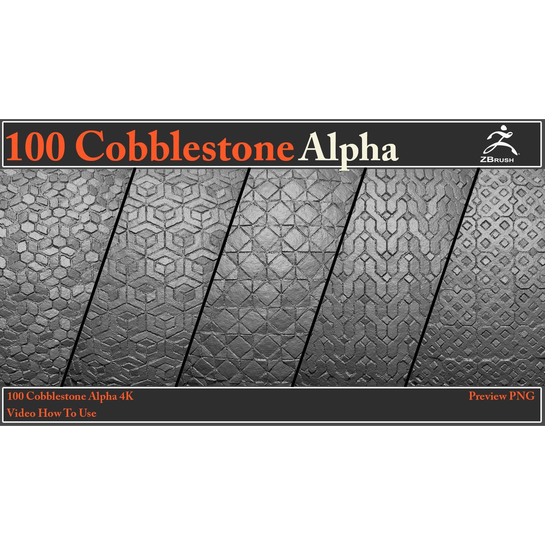Cobblestone Alpha Maps 3D Model – 100 Textures with Video Tutorial - View 18