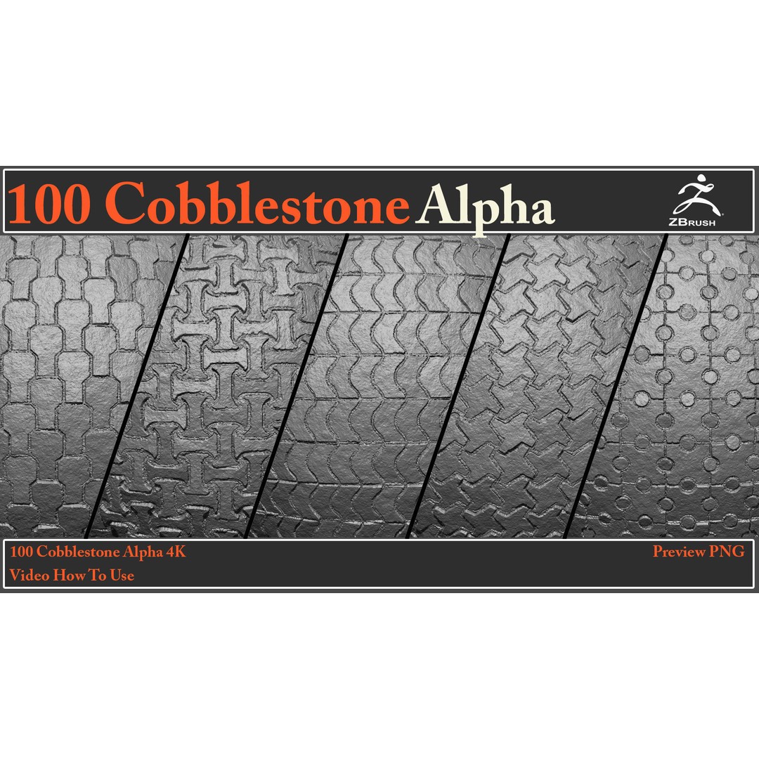 Cobblestone Alpha Maps 3D Model – 100 Textures with Video Tutorial - View 21