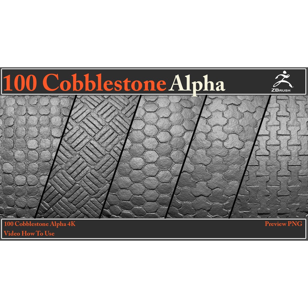 Cobblestone Alpha Maps 3D Model – 100 Textures with Video Tutorial - View 6