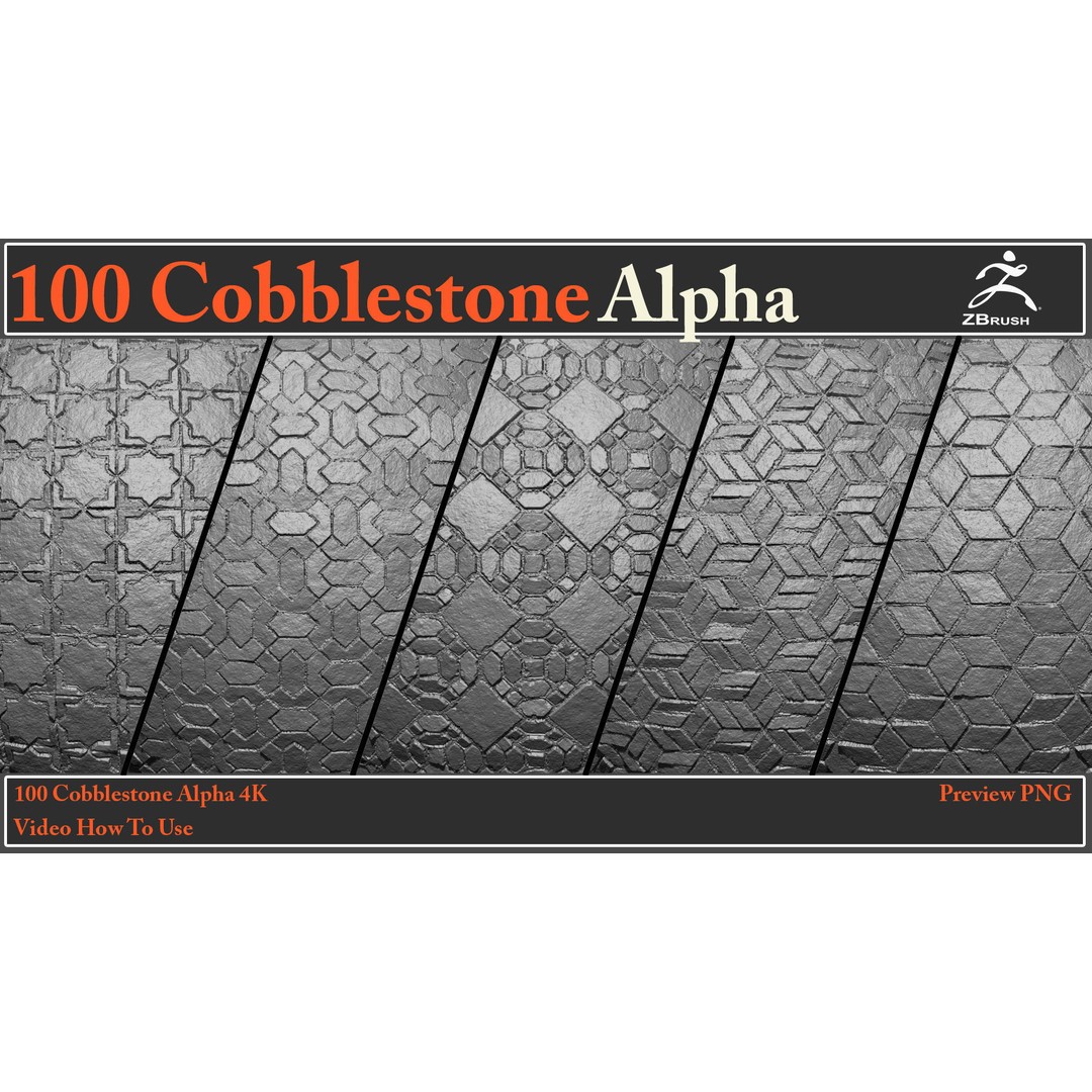 Cobblestone Alpha Maps 3D Model – 100 Textures with Video Tutorial - View 8