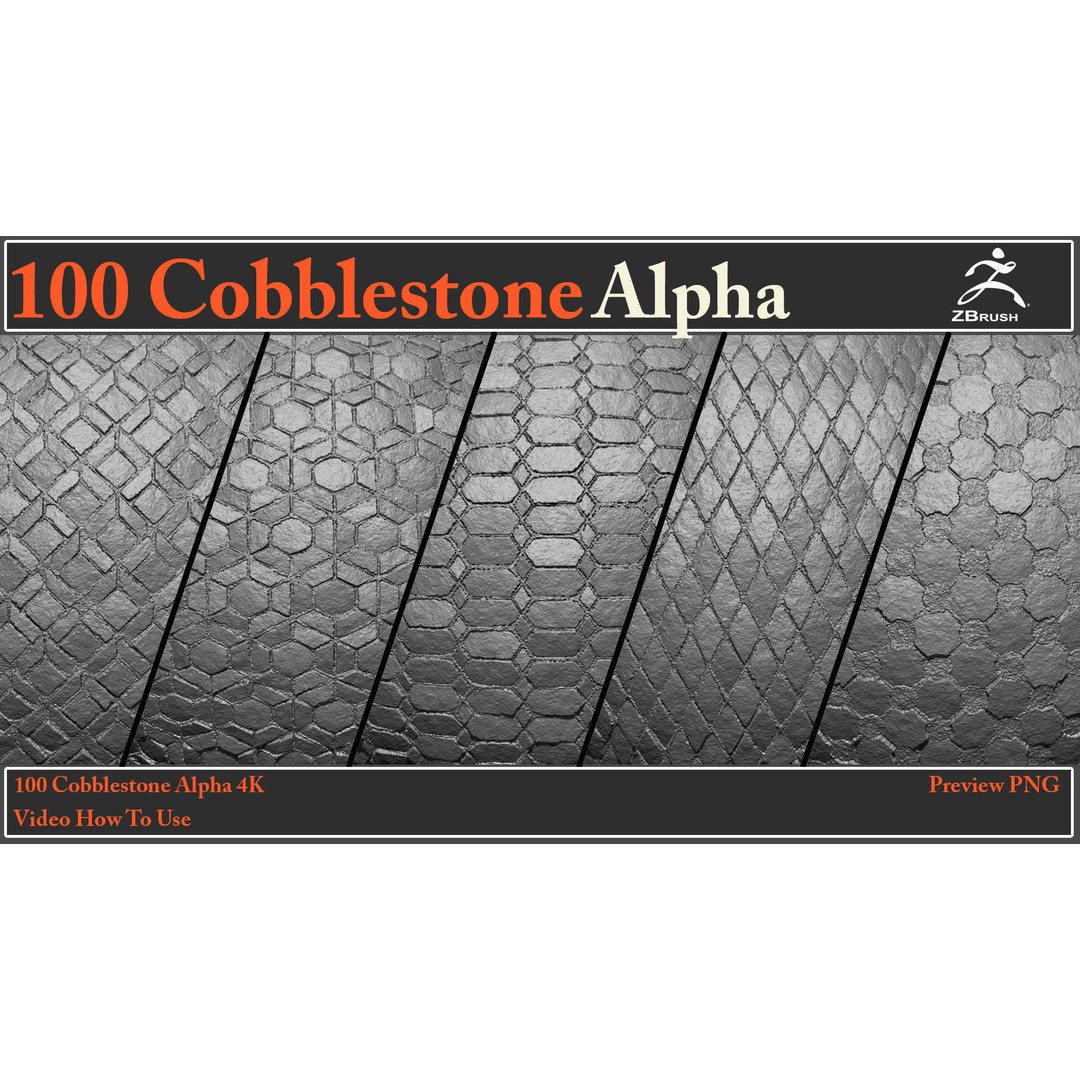 Cobblestone Alpha Maps 3D Model – 100 Textures with Video Tutorial - View 9