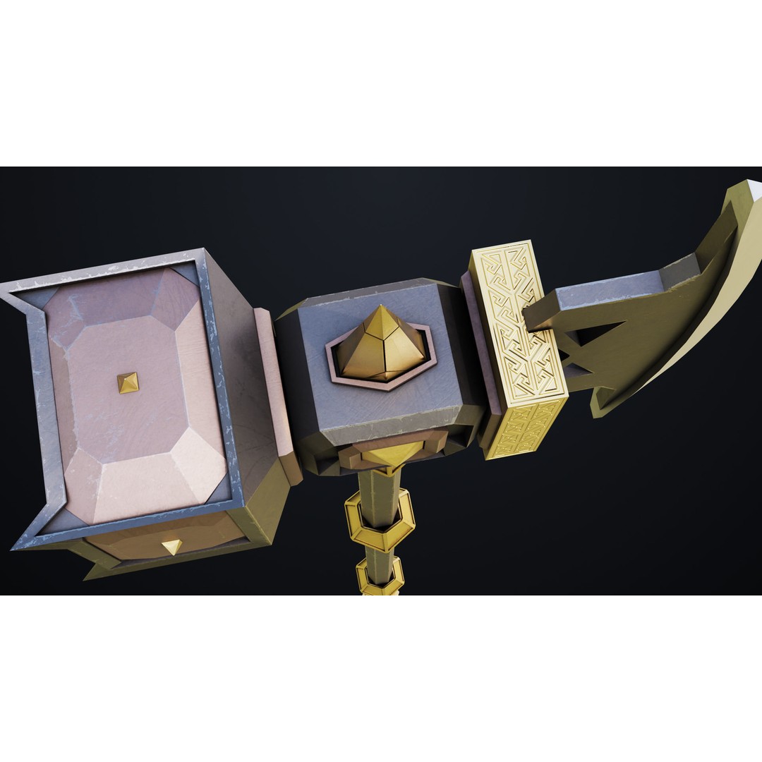 Battle Hammer 3D Model – Low Poly Game-Ready Asset, FBX, PBR Textures - View 10