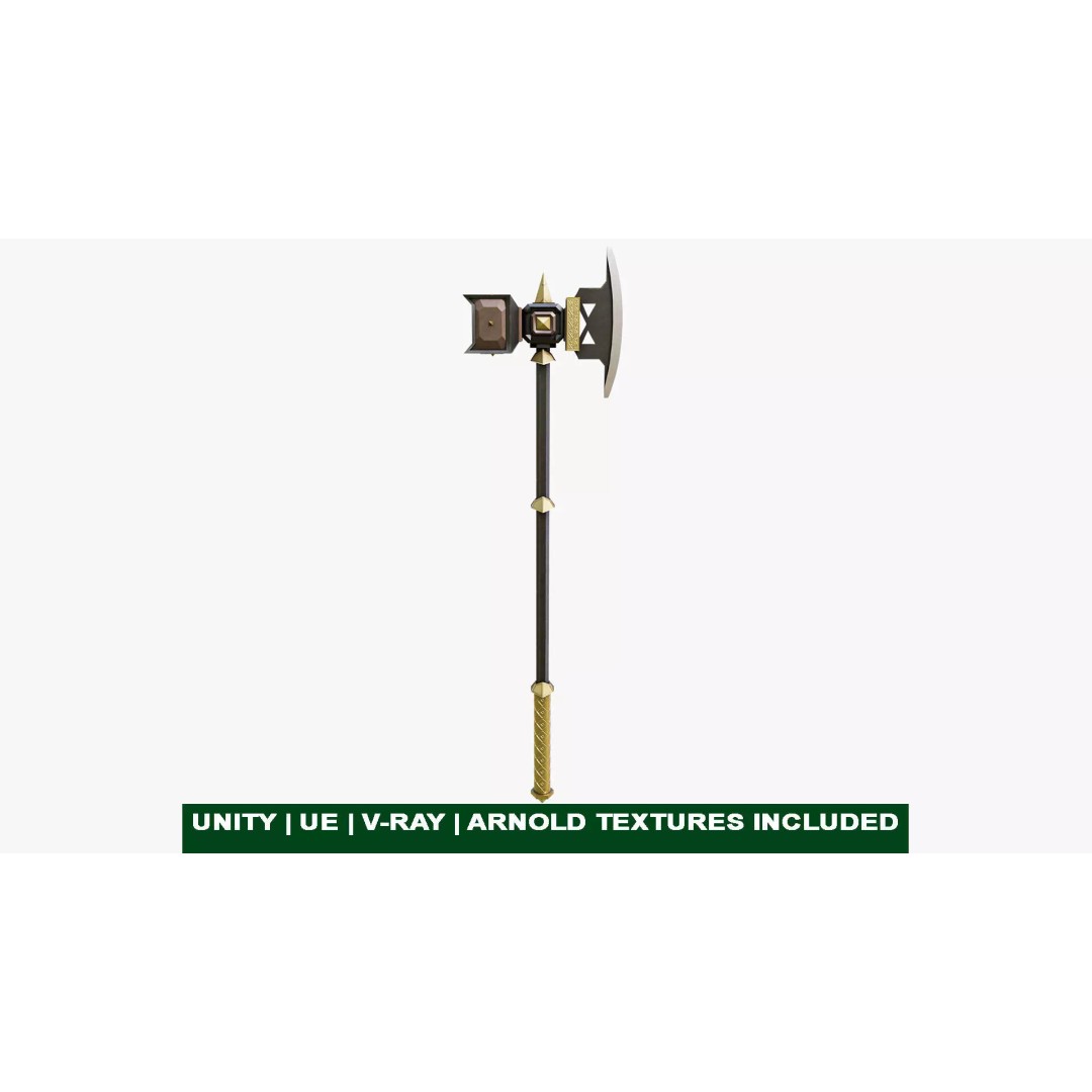 Battle Hammer 3D Model – Low Poly Game-Ready Asset, FBX, PBR Textures - View 2