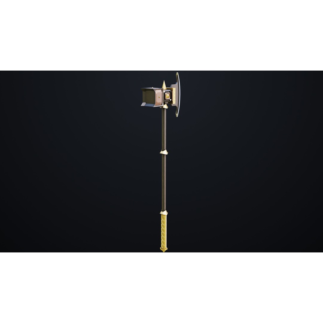 Battle Hammer 3D Model – Low Poly Game-Ready Asset, FBX, PBR Textures - View 4