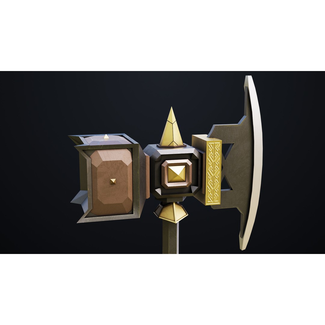 Battle Hammer 3D Model – Low Poly Game-Ready Asset, FBX, PBR Textures - View 9