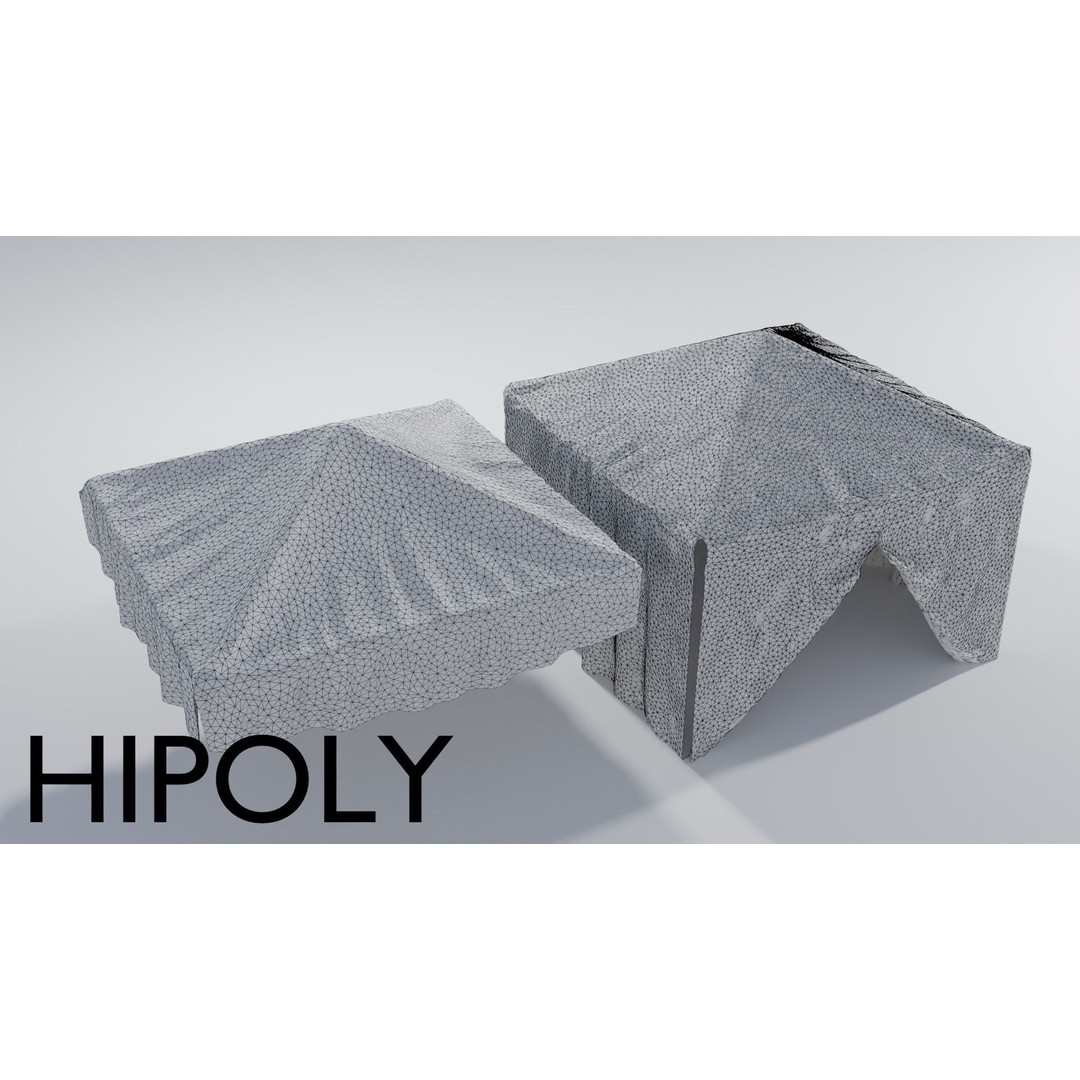 Canopy Tents 3D Model – Low Poly Game Asset, FBX, PBR Textures
