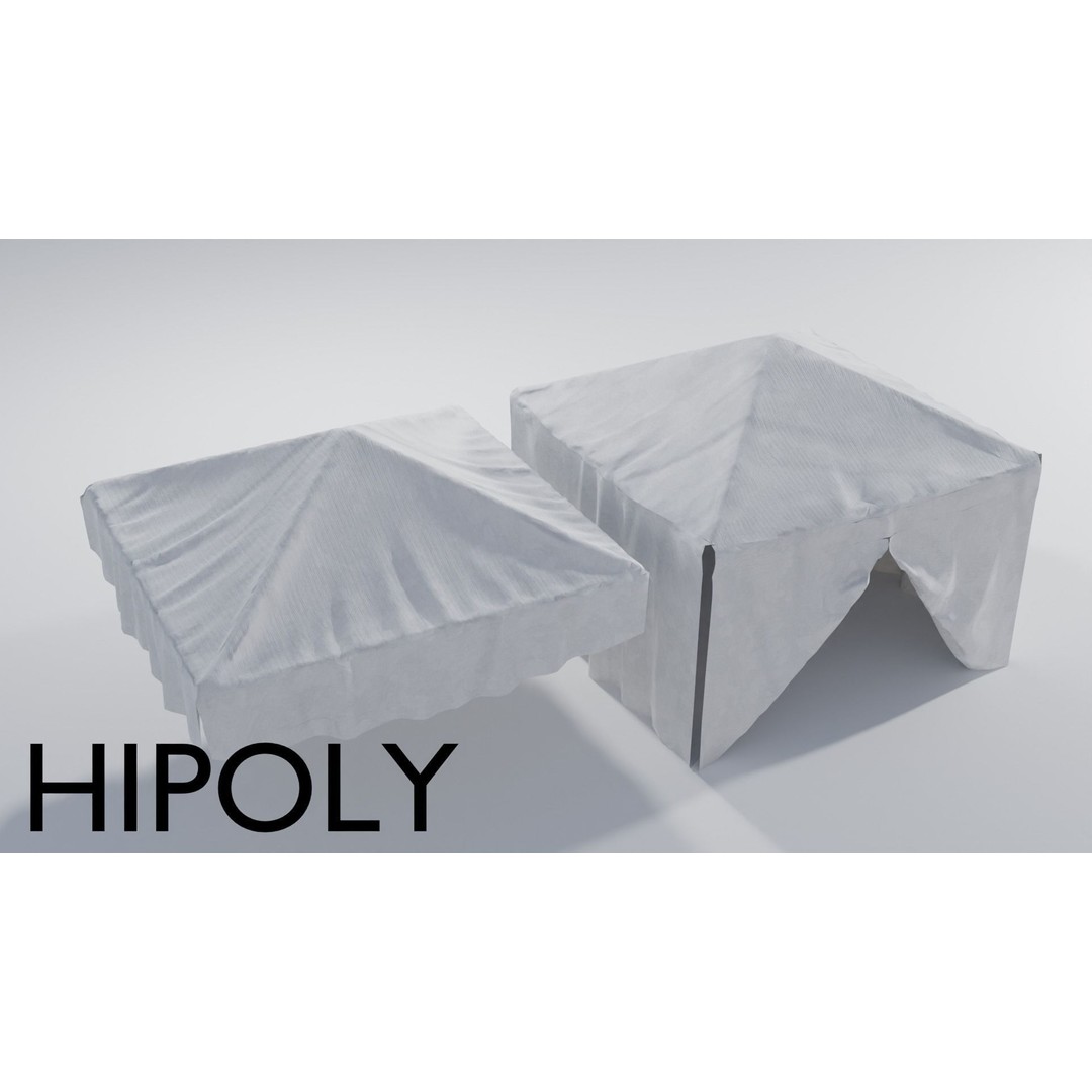 Canopy Tents 3D Model – Low Poly Game Asset, FBX, PBR Textures - View 10