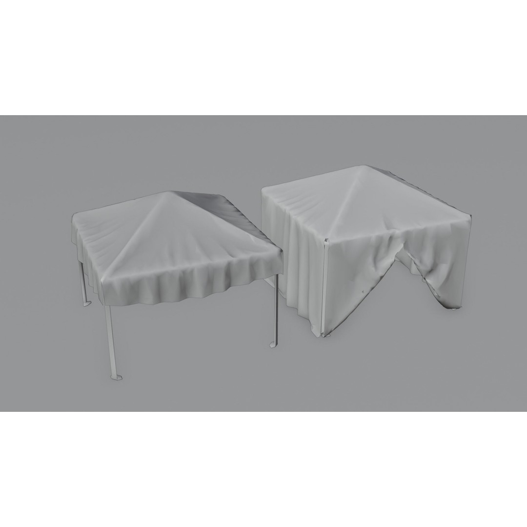Canopy Tents 3D Model – Low Poly Game Asset, FBX, PBR Textures - View 5
