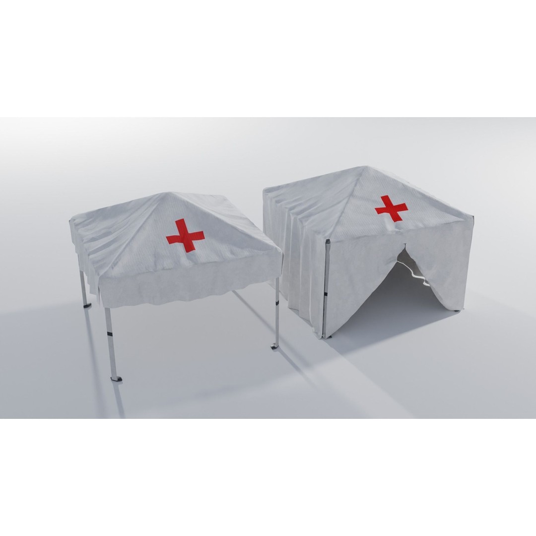 Canopy Tents 3D Model – Low Poly Game Asset, FBX, PBR Textures - View 6