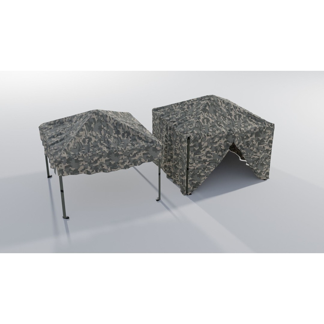 Canopy Tents 3D Model – Low Poly Game Asset, FBX, PBR Textures - View 8