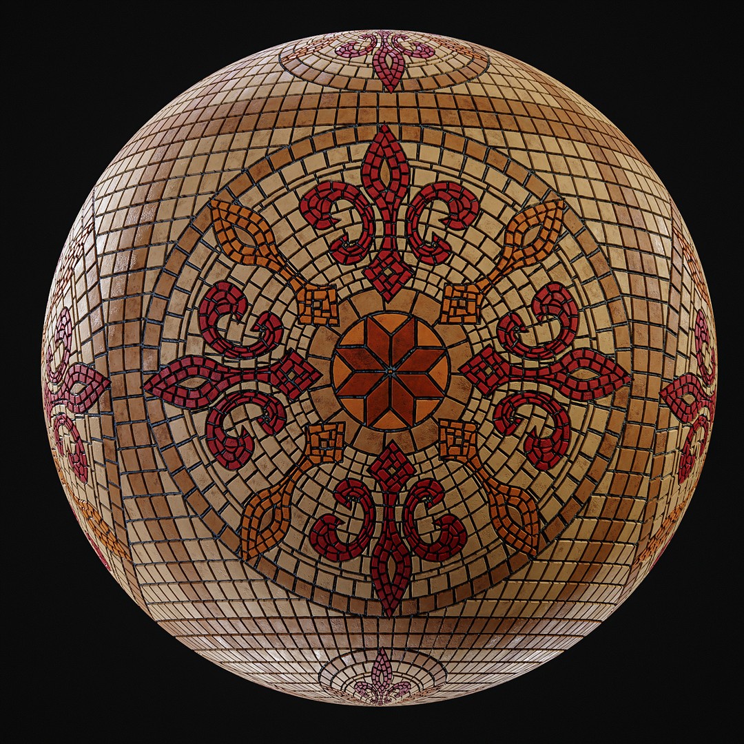 Mosaic Smart Material 3D Model – PBR Texture with Parameter Control, SBSAR
