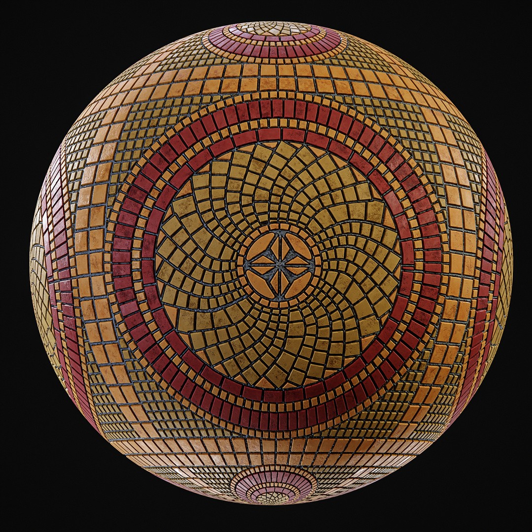 Mosaic Smart Material 3D Model – PBR Texture with Parameter Control, SBSAR - View 10