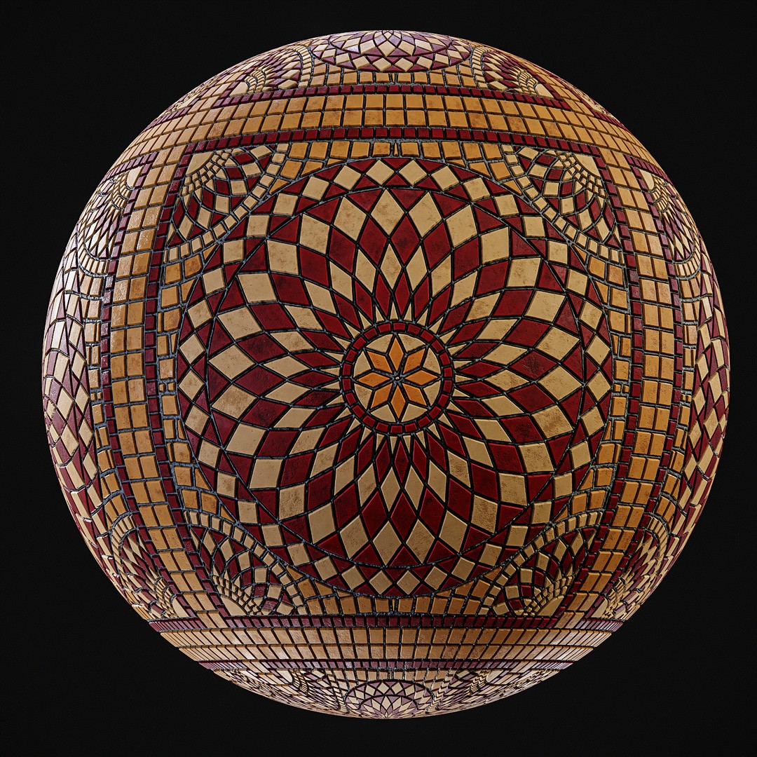 Mosaic Smart Material 3D Model – PBR Texture with Parameter Control, SBSAR - View 11