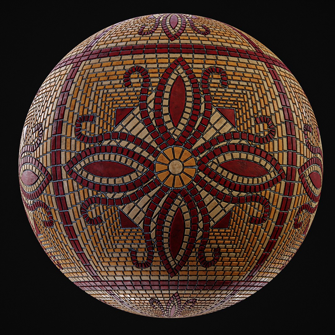 Mosaic Smart Material 3D Model – PBR Texture with Parameter Control, SBSAR - View 12