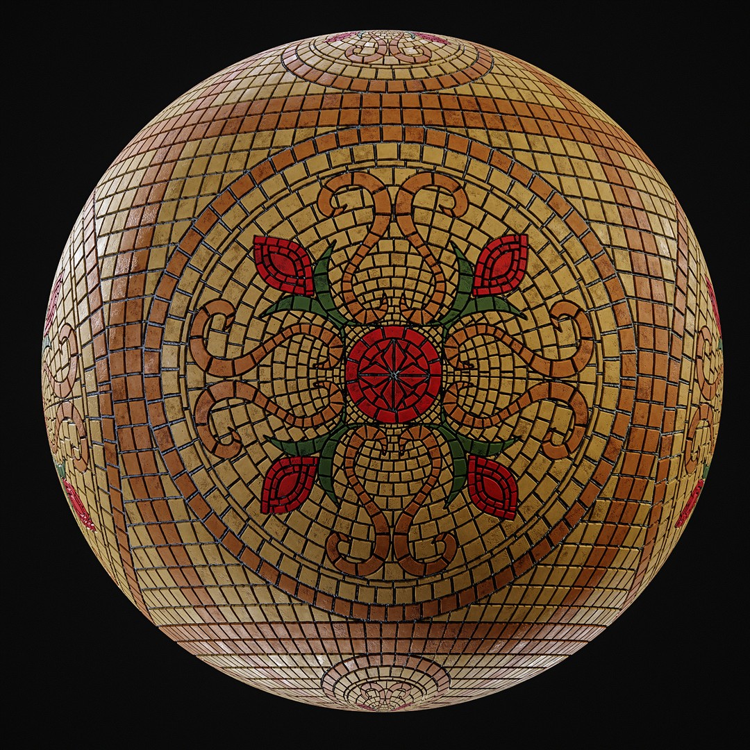 Mosaic Smart Material 3D Model – PBR Texture with Parameter Control, SBSAR - View 13