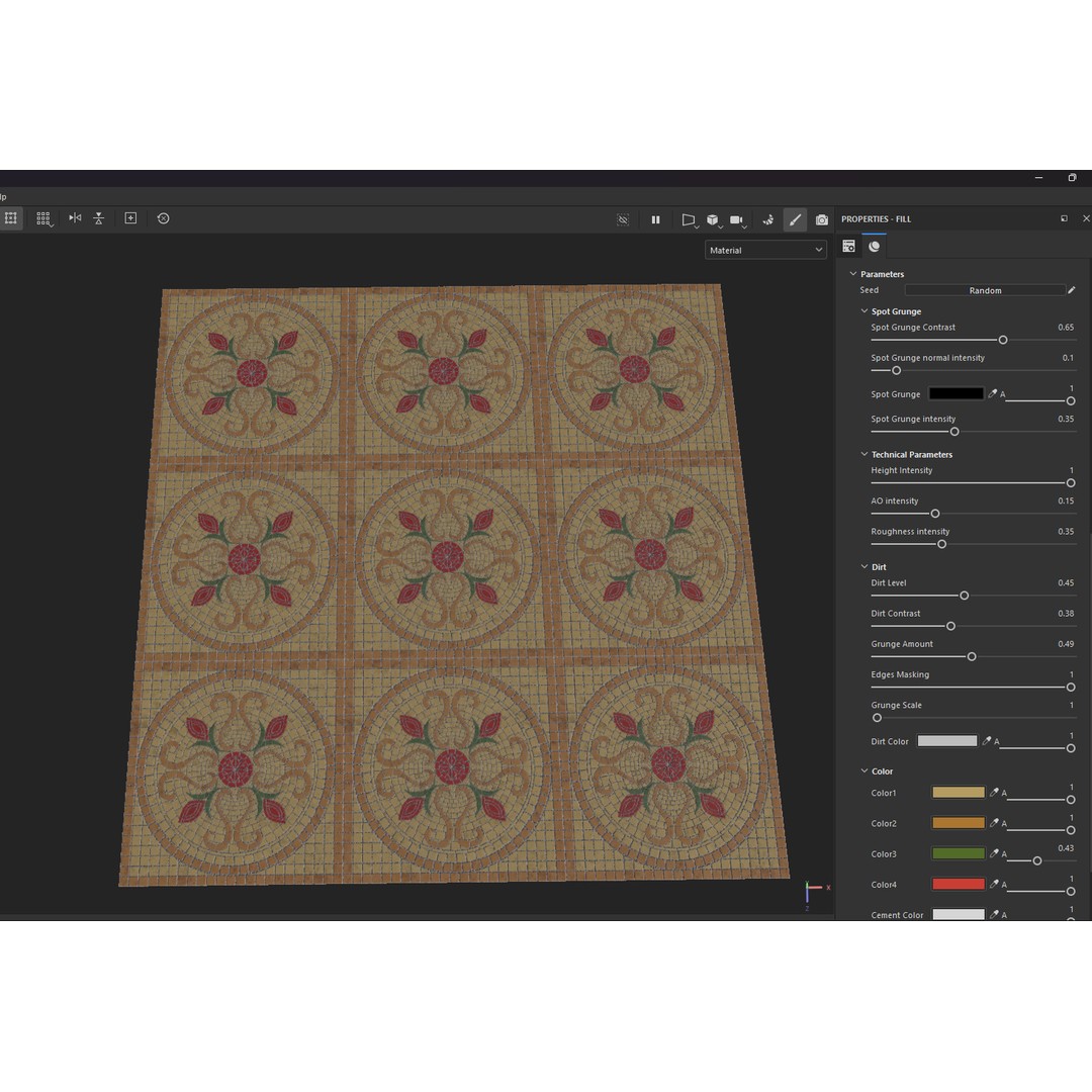 Mosaic Smart Material 3D Model – PBR Texture with Parameter Control, SBSAR - View 4