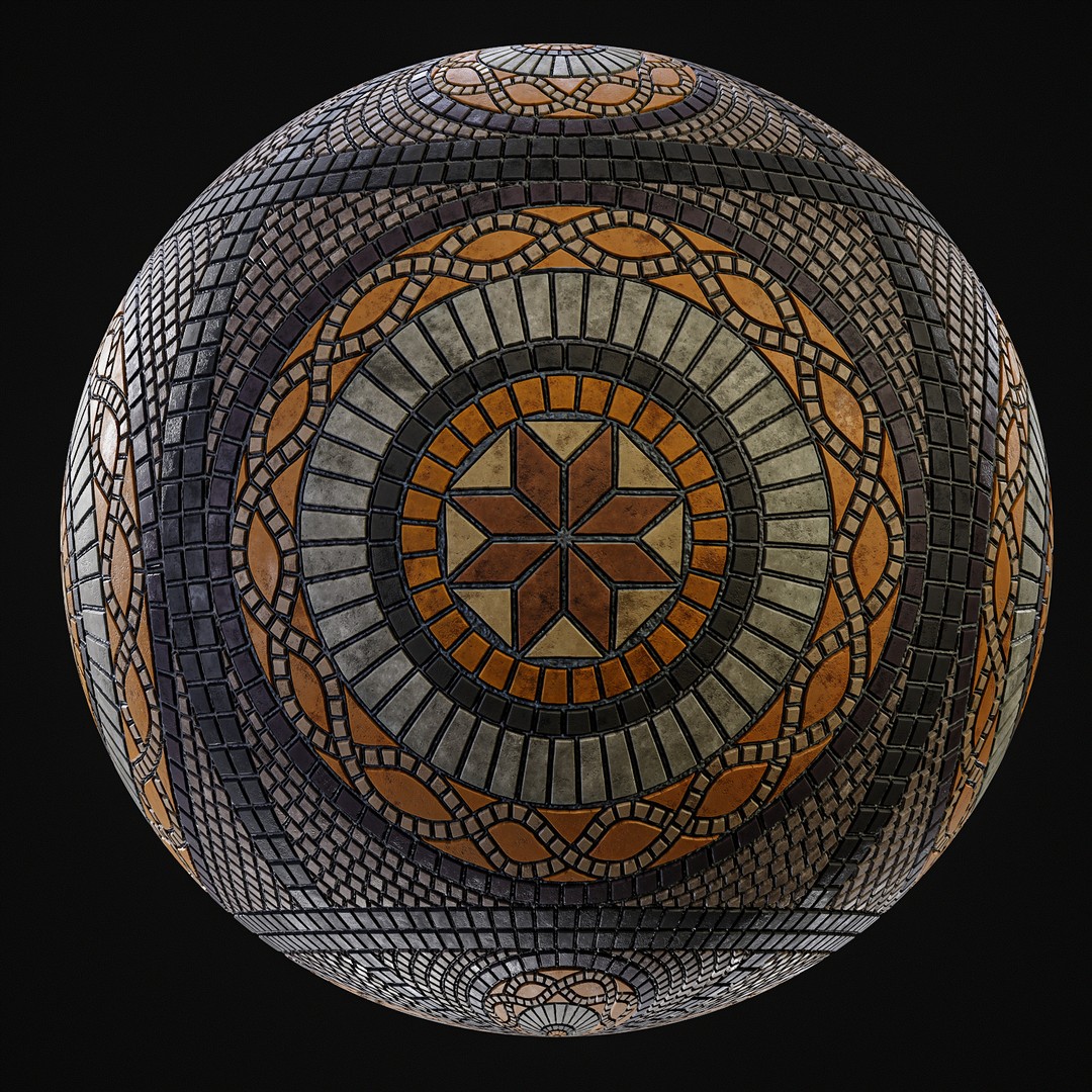 Mosaic Smart Material 3D Model – PBR Texture with Parameter Control, SBSAR - View 5