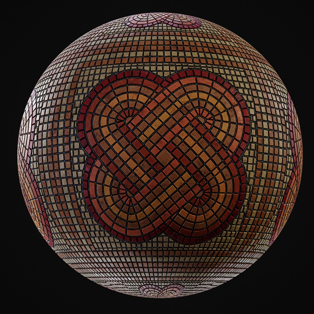 Mosaic Smart Material 3D Model – PBR Texture with Parameter Control, SBSAR - View 6