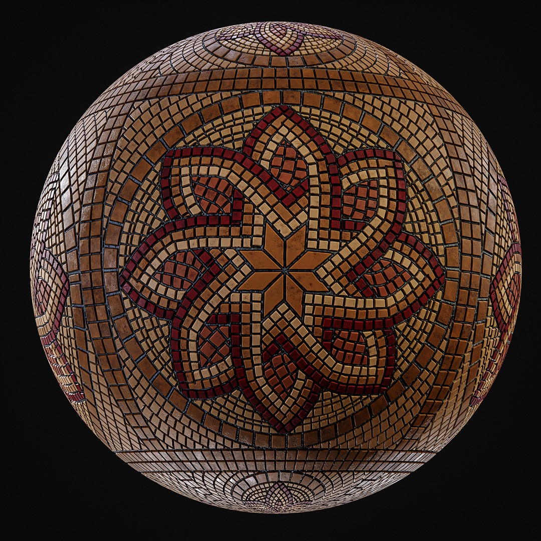 Mosaic Smart Material 3D Model – PBR Texture with Parameter Control, SBSAR - View 7