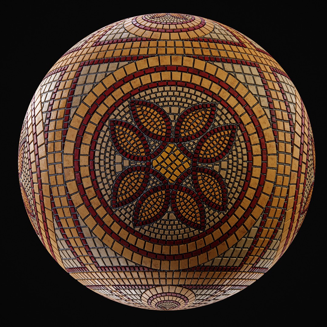 Mosaic Smart Material 3D Model – PBR Texture with Parameter Control, SBSAR - View 8