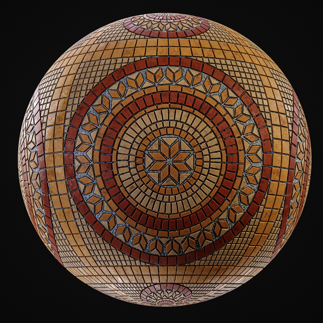 Mosaic Smart Material 3D Model – PBR Texture with Parameter Control, SBSAR - View 9