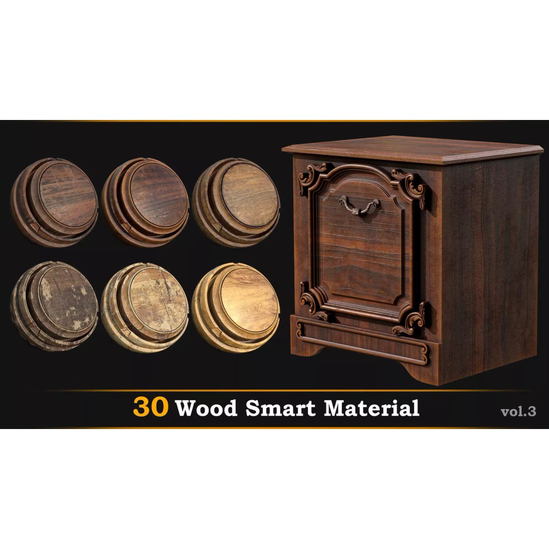 Wood Smart Material 3D Model – 30 High-Quality Textures for Substance Painter - View 2