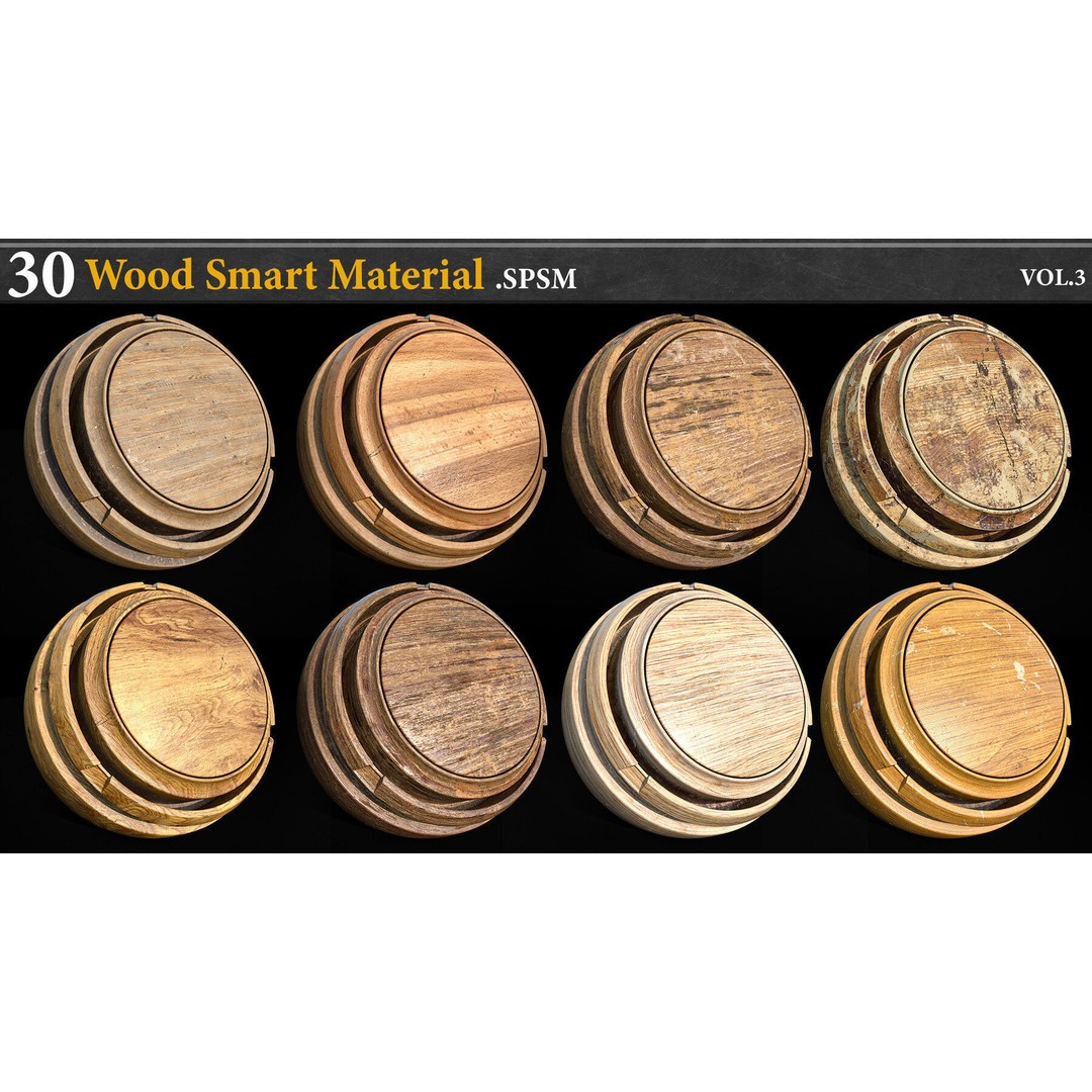 Wood Smart Material 3D Model – 30 High-Quality Textures for Substance Painter - View 4