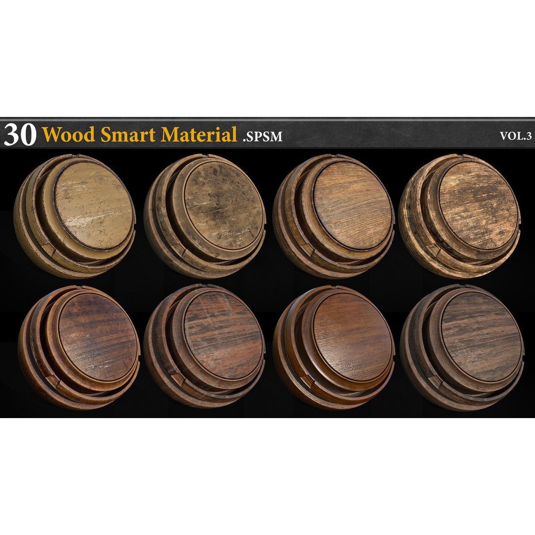 Wood Smart Material 3D Model – 30 High-Quality Textures for Substance Painter - View 5