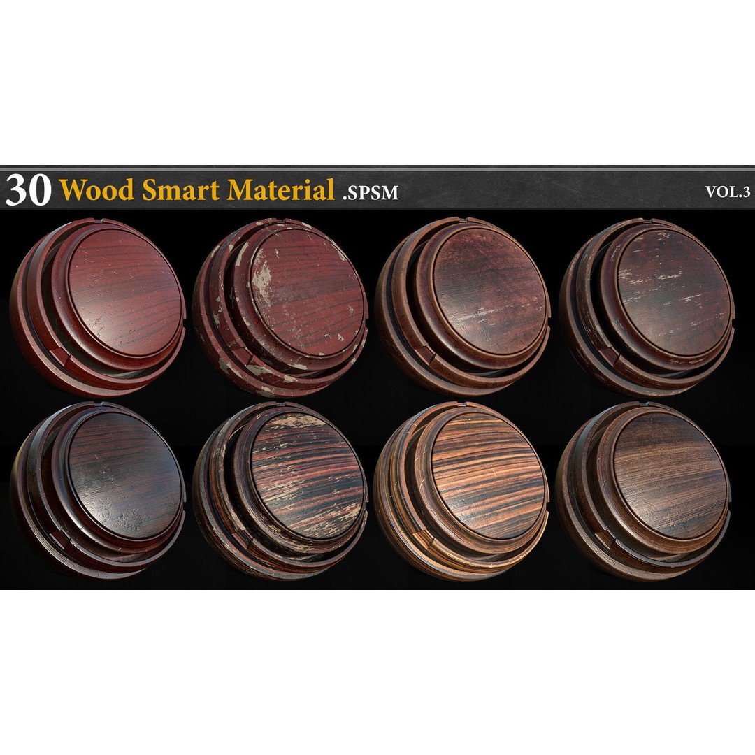Wood Smart Material 3D Model – 30 High-Quality Textures for Substance Painter - View 6