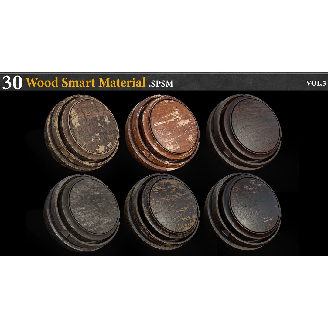 Wood Smart Material 3D Model – 30 High-Quality Textures for Substance Painter - View 7