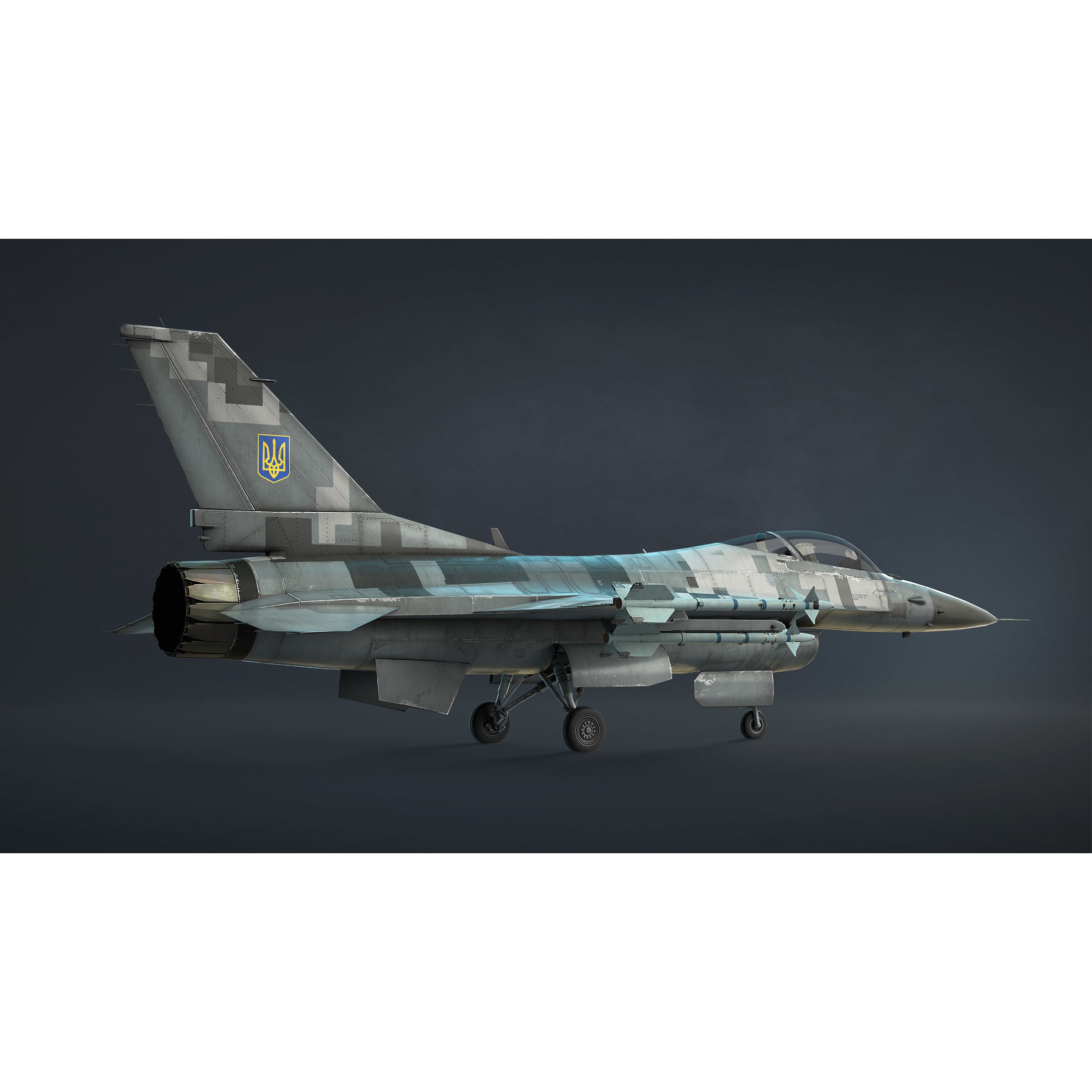 F-16 Fighting Falcon - Low-Poly Game-Ready 3D Model - View 10