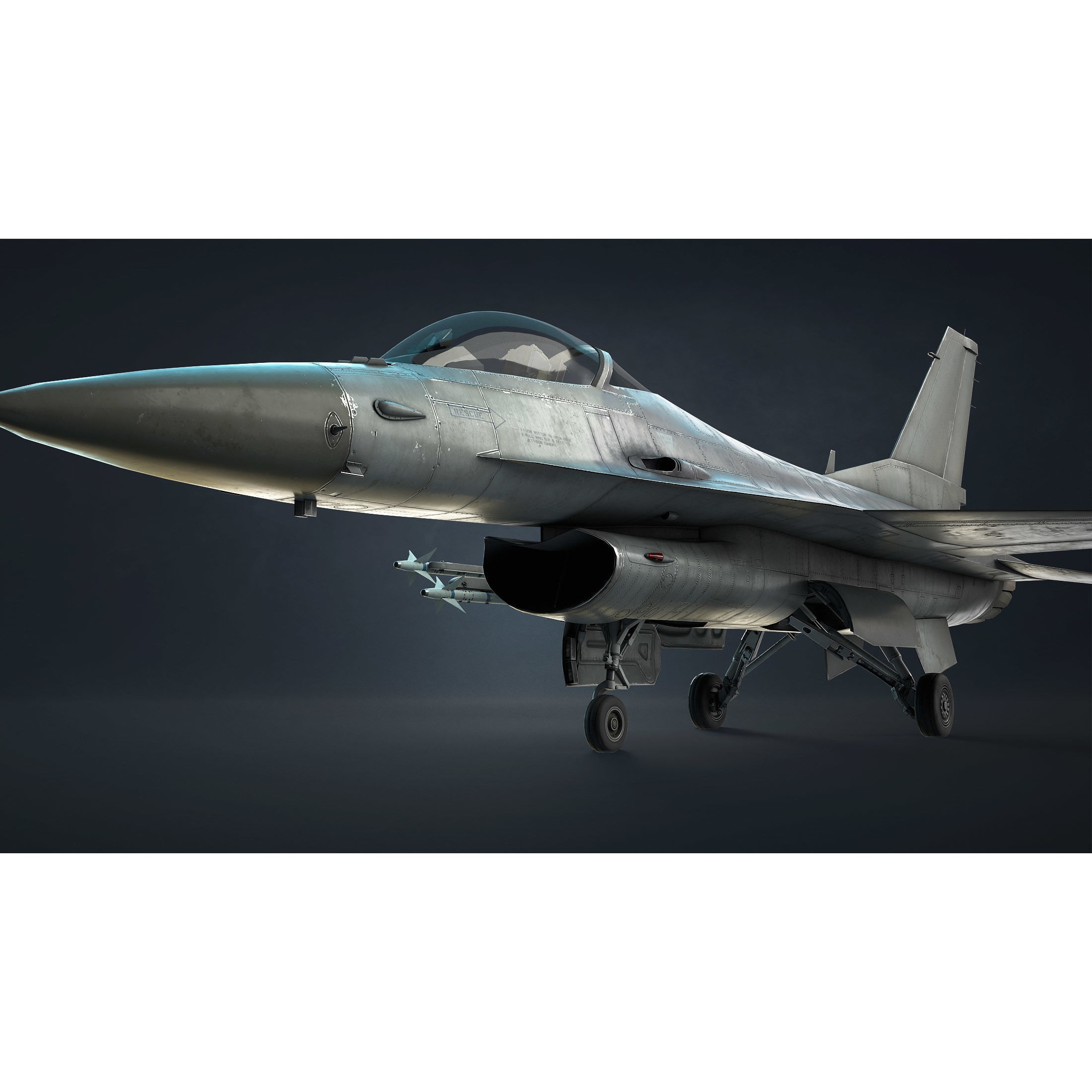 F-16 Fighting Falcon - Low-Poly Game-Ready 3D Model - View 11