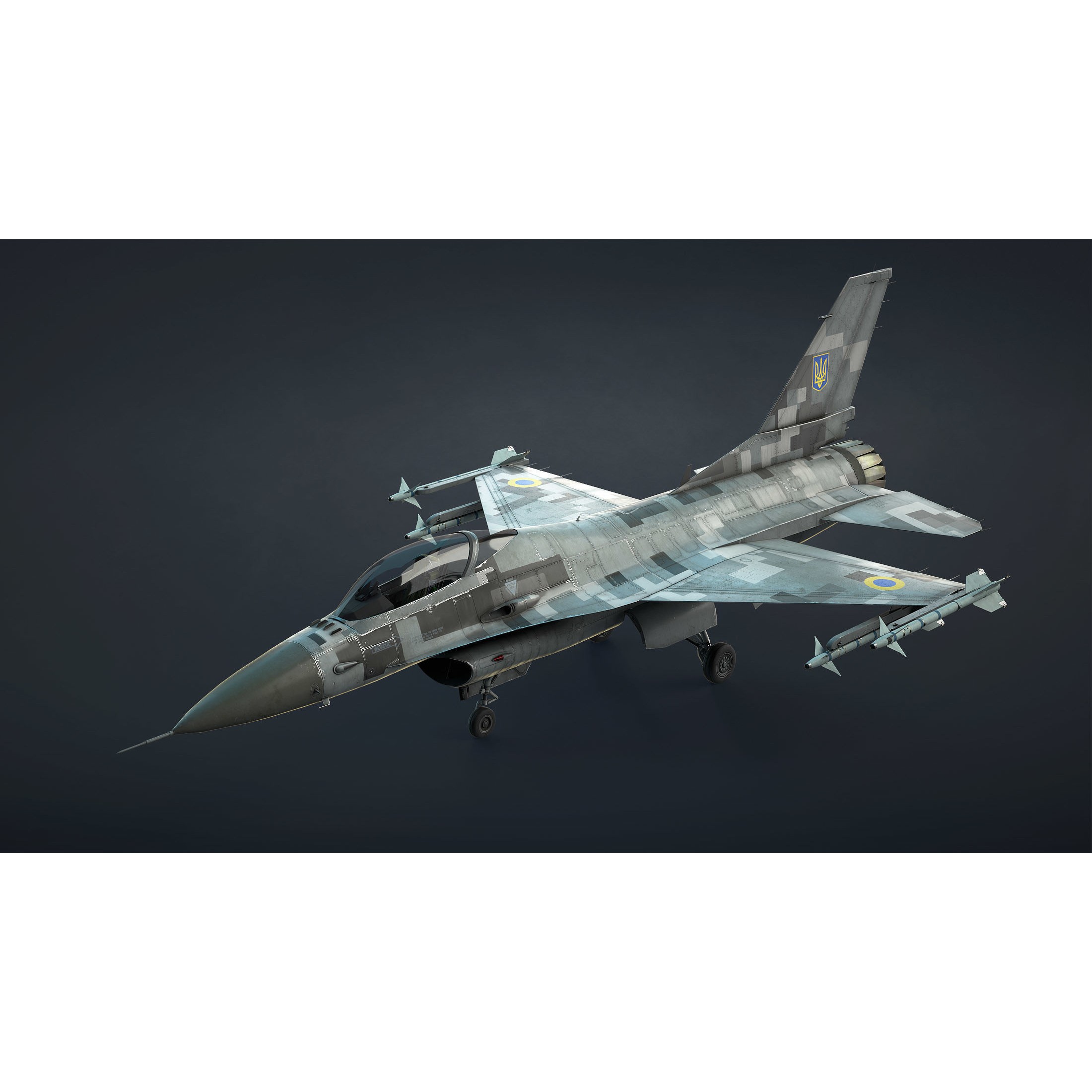 F-16 Fighting Falcon - Low-Poly Game-Ready 3D Model - View 9